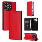 For ZTE Axon 60 4G / Blade V60 4G Cubic Grid Texture Flip Leather Phone Case(Red) - 1