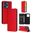 For ZTE Axon 60 Lite / Blade V60 Vita Cubic Grid Texture Flip Leather Phone Case(Red) - 1