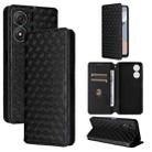 For ZTE Blade A34 Cubic Grid Texture Flip Leather Phone Case(Black) - 1