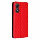 For ZTE Blade A34 Cubic Grid Texture Flip Leather Phone Case(Red) - 3