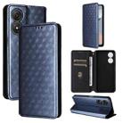 For ZTE Blade A34 Cubic Grid Texture Flip Leather Phone Case(Blue) - 1