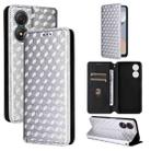 For ZTE Blade A34 Cubic Grid Texture Flip Leather Phone Case(Silver) - 1