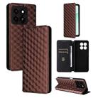 For ZTE Blade A35 / A55 Cubic Grid Texture Flip Leather Phone Case(Brown) - 1