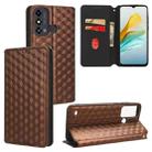 For ZTE Blade A53 Cubic Grid Texture Flip Leather Phone Case(Brown) - 1