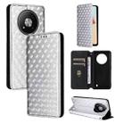 For ZTE Blade A73 5G Cubic Grid Texture Flip Leather Phone Case(Silver) - 1