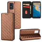 For ZTE Blade L9 Cubic Grid Texture Flip Leather Phone Case(Brown) - 1