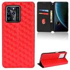 For ZTE Blade V30 Cubic Grid Texture Flip Leather Phone Case(Red) - 1