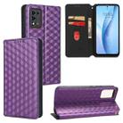 For ZTE Libero 5G III / A202ZT Cubic Grid Texture Flip Leather Phone Case(Purple) - 1