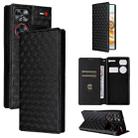 For ZTE nubia Z60 Ultra 5G Cubic Grid Texture Flip Leather Phone Case(Black) - 1