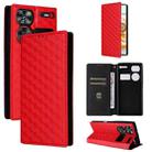 For ZTE nubia Z60 Ultra 5G Cubic Grid Texture Flip Leather Phone Case(Red) - 1