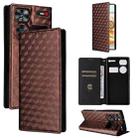 For ZTE nubia Z60 Ultra 5G Cubic Grid Texture Flip Leather Phone Case(Brown) - 1