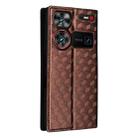 For ZTE nubia Z60 Ultra 5G Cubic Grid Texture Flip Leather Phone Case(Brown) - 3
