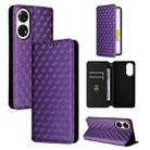 For ZTE Anshin Family / A303ZT Cubic Grid Texture Flip Leather Phone Case(Purple) - 1