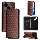 For ZTE Blade A35e Global / Z2466 Cubic Grid Texture Flip Leather Phone Case(Brown) - 1