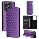 For ZTE Blade A75 4G Cubic Grid Texture Flip Leather Phone Case(Purple) - 1