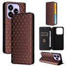 For ZTE Blade V60 Design Cubic Grid Texture Flip Leather Phone Case(Brown) - 1