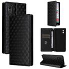 For ZTE Kantan Sumaho 4 / A402ZT Cubic Grid Texture Flip Leather Phone Case(Black) - 1