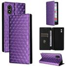 For ZTE Kantan Sumaho 4 / A402ZT Cubic Grid Texture Flip Leather Phone Case(Purple) - 1