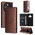 For ZTE nubia Focus Pro 5G Cubic Grid Texture Flip Leather Phone Case(Brown) - 1