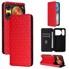 For ZTE nubia Music 2 Cubic Grid Texture Flip Leather Phone Case(Red) - 1