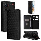 For ZTE nubia Z70 Ultra Cubic Grid Texture Flip Leather Phone Case(Black) - 1