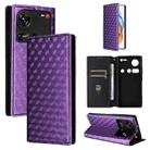 For ZTE nubia Z70 Ultra Cubic Grid Texture Flip Leather Phone Case(Purple) - 1