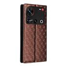 For ZTE nubia Z70 Ultra Cubic Grid Texture Flip Leather Phone Case(Brown) - 3