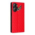 For ZTE nubia Neo 3 5G Cubic Grid Texture Flip Leather Phone Case(Red) - 3