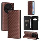 For ZTE Blade A76 5G Cubic Grid Texture Flip Leather Phone Case(Brown) - 1
