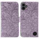 For Nothing CMF Phone 1 Lace Flower Embossing Flip Leather Phone Case(Purple) - 1