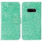For Nothing Phone 3a Lace Flower Embossing Flip Leather Phone Case(Green) - 1