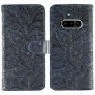 For Nothing Phone 3a Lace Flower Embossing Flip Leather Phone Case(Dark Blue) - 1