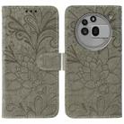 For Nothing Phone 3a Pro Lace Flower Embossing Flip Leather Phone Case(Grey) - 1