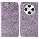 For OPPO Find X8 Pro Lace Flower Embossing Flip Leather Phone Case(Purple) - 1