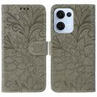 For OPPO Reno13 5G Global Lace Flower Embossing Flip Leather Phone Case(Grey) - 1