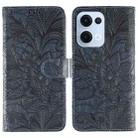 For OPPO Reno13 5G Global Lace Flower Embossing Flip Leather Phone Case(Dark Blue) - 1