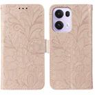 For OPPO Reno13 Pro 5G Global Lace Flower Embossing Flip Leather Phone Case(Rose Gold) - 1