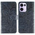 For OPPO Reno13 Pro 5G Global Lace Flower Embossing Flip Leather Phone Case(Dark Blue) - 1