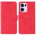 For OPPO Reno13 Pro 5G Global Lace Flower Embossing Flip Leather Phone Case(Red) - 1