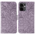 For OPPO Reno13 F 4G Global / 5G Global Lace Flower Embossing Flip Leather Phone Case(Purple) - 1