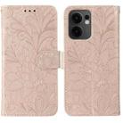 For OPPO Reno13 F 4G Global / 5G Global Lace Flower Embossing Flip Leather Phone Case(Rose Gold) - 1