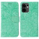 For OPPO Reno13 F 4G Global / 5G Global Lace Flower Embossing Flip Leather Phone Case(Green) - 1