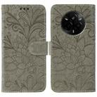 For Realme 14 Pro Lace Flower Embossing Flip Leather Phone Case(Grey) - 1