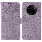 For Realme 14 Pro Lace Flower Embossing Flip Leather Phone Case(Purple) - 1