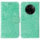 For Realme 14 Pro Lace Flower Embossing Flip Leather Phone Case(Green) - 1