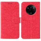 For Realme 14 Pro Lace Flower Embossing Flip Leather Phone Case(Red) - 1