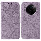 For Realme 14 Pro+ Lace Flower Embossing Flip Leather Phone Case(Purple) - 1