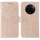 For Realme 14 Pro+ Lace Flower Embossing Flip Leather Phone Case(Rose Gold) - 1