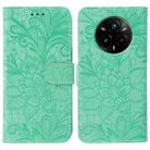 For Realme 14 Pro+ Lace Flower Embossing Flip Leather Phone Case(Green) - 1