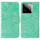 For Realme GT 7 Pro Lace Flower Embossing Flip Leather Phone Case(Green) - 1